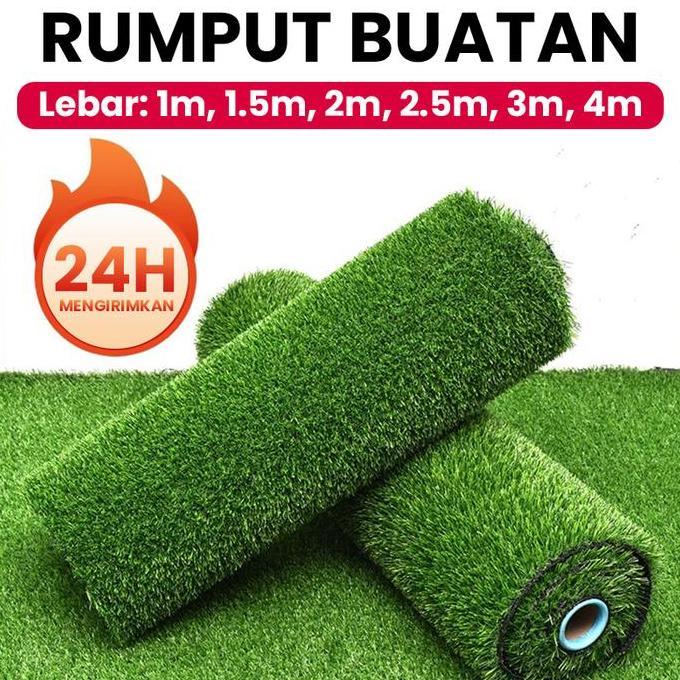 Terlaris Rumput Sintetis Lebar 2M [Panjang 20M-25M], Tebal 30Mm, Karpet Rumput Buatan Berkualitas Ti
