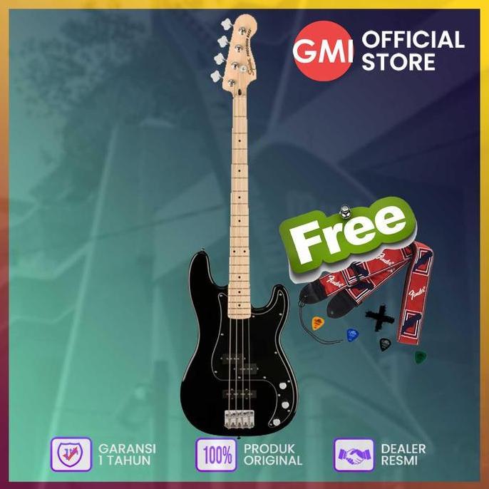 Murah Squier Affinity Precision PJ Bass Guitar, Maple FB, Black Non COD