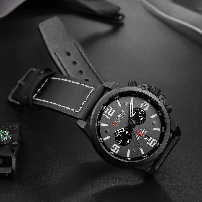 Wgwg- Jam Tangan Pria Analog Tali Kulit Chronograph Curren 8314