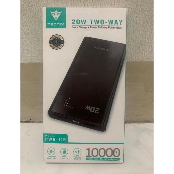 Tecnix PWB-115 PowerBank 10.000 mAh 20W Two-Way (TERBAIK) (TERBARU) (TERMURAH)