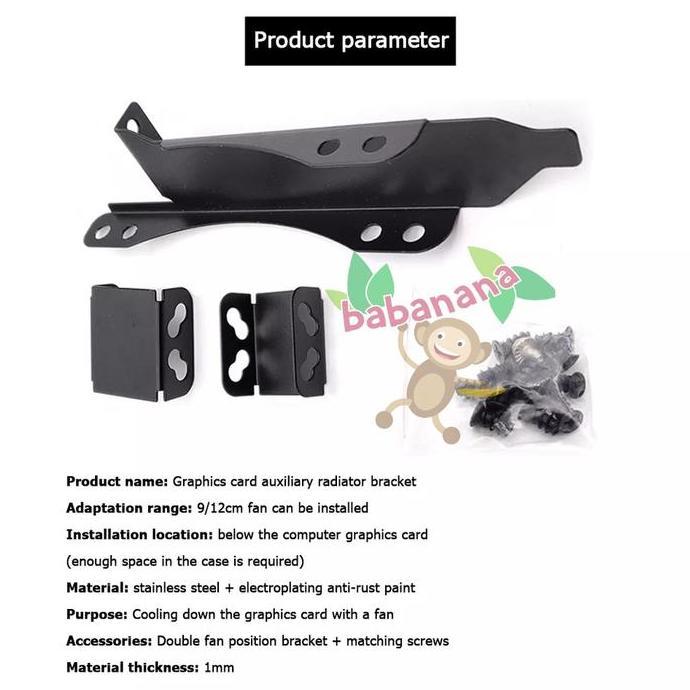 Pcbig- Bracket Vga Pci 2 Fan Extension 90 120 Mm Tidak Termasuk Fan