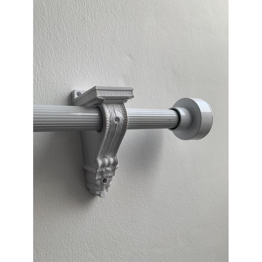 Lengkap- New Breket Batang Gorden 1 Meter Full Set Tirai Jendela Besi Hordeng