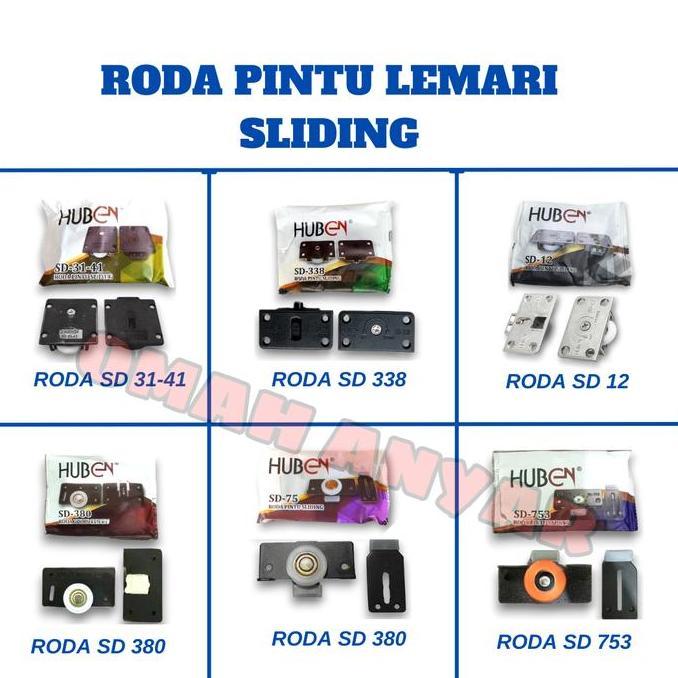 Roda Pintu Lemari Geser Sliding Minimalis Huben SD 31-41 380 338 75 753 12 Elco 329