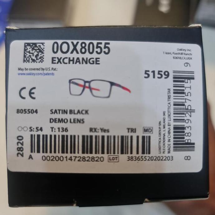 FRAME KACAMATA OAKLEY EXCHANGE OX8052-0454 satin black Original Terlaris