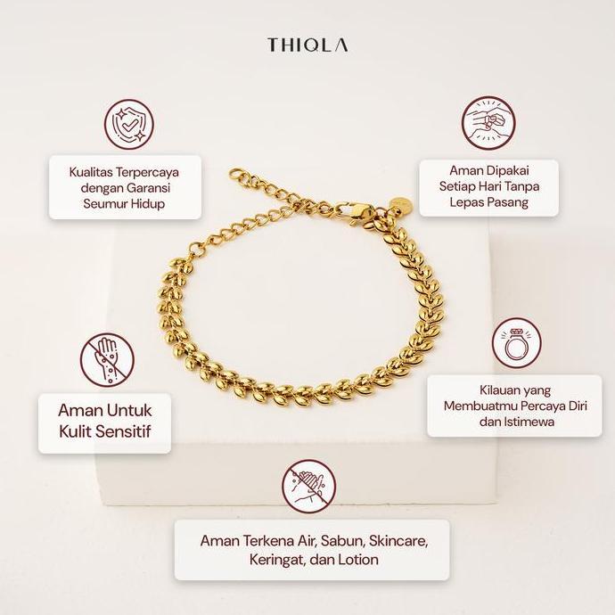 Kilaugaya- Thiqla - Gelang Padi Naila - Gelang Tangan Wanita - Gelang Mirip Emas Asli - Gelang Bunga
