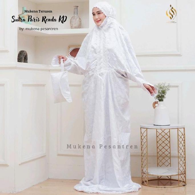 Otwkirim- (Mukena Mahar) Mukena Tarusan Sutra Milo Muslim Dewasa Mukena  Menutup Dagu Mukena  Terusa