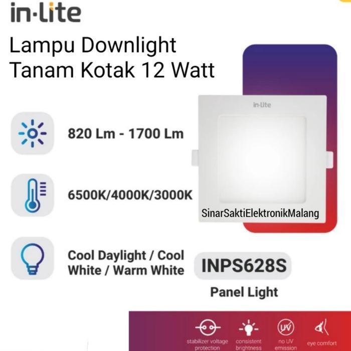 Inlite Lampu Downlight LED 12 Watt Tanam Inbow Panel Kotak 12w In Lite