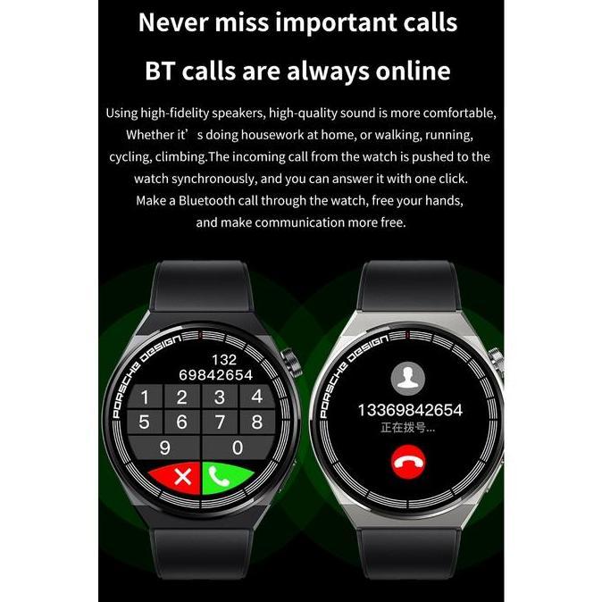 Gt8 Porsche Gps Nfc Smart Watch 1.28 Inch Screen Bluetooth Call Watches Heart Rate Fitness Tracker