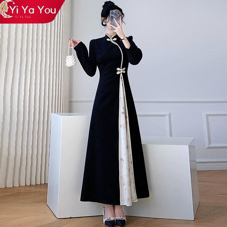 ORIGINAL YI YA YOU - BEST SELLER DRESS PANJANG QIPAO KERAH SHANGAI WANITA KEBAYA KOREAN STYLE HIJAB 