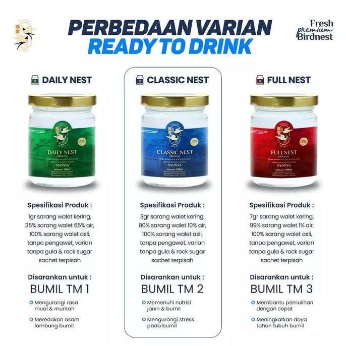 Healtiwi- Nyonya Walet - Minuman Sarang Walet - Bird Nest Drink - Classic Nest (80% Bird Nest) - 1 J