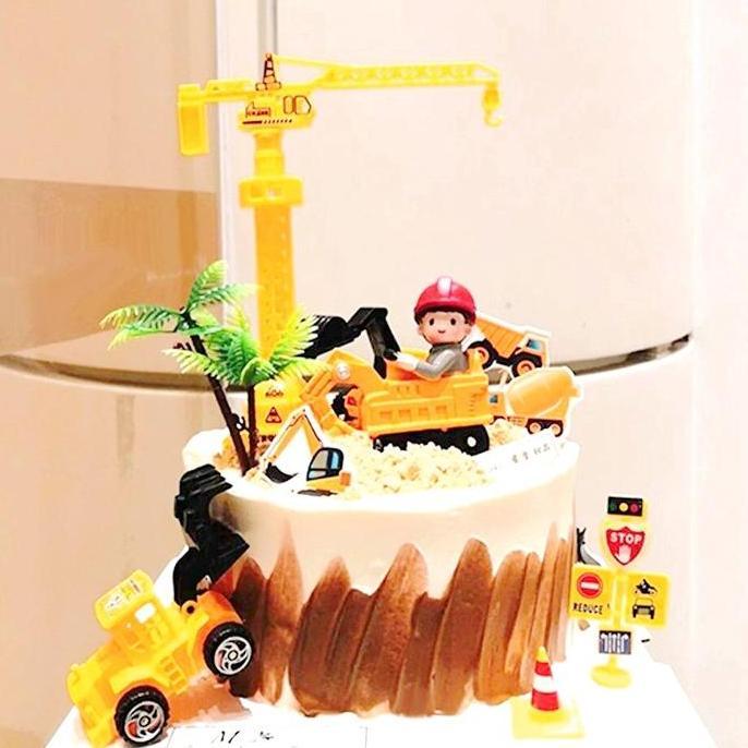 Kirimcoyy- Konstruksi Mainan Dekorasi Kue Ulang Tahun Topper Cupcake Untuk Perlengkapan Nikmat Pesta