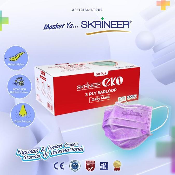 Medikit- Skrineer Masker Earloop Eko 3Ply 50 Pcs Color