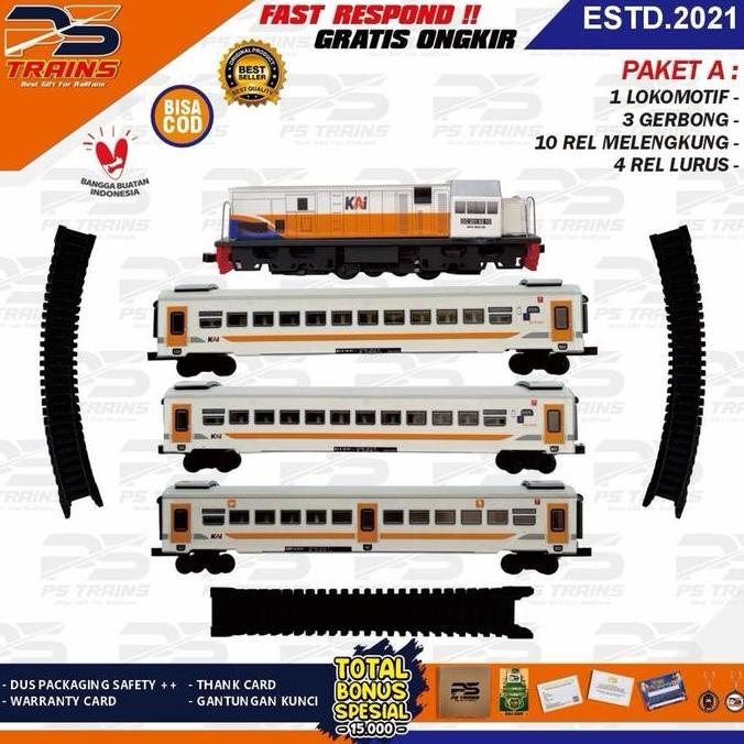 Lansungkirim- [ Mesin Eksklusif ] Mainan Kereta Api Indonesia Cc201 Rangkaian Kereta Ekonomi New Ima