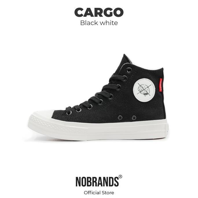 Kakikaki- Sepatu Cargo Nobrands Footwear Polos Black White High Tps Cargo Hitam Putih Sneakers Pria 