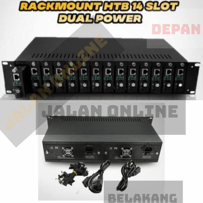 Lansungkirim- Mount Rack Media Converter Htb 2U 14 Slot Dua Power Supply