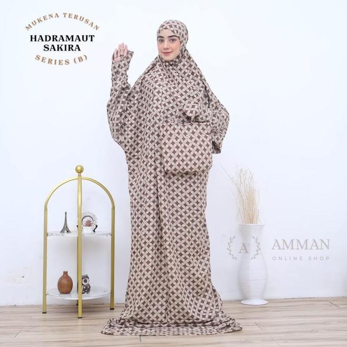 Otwkirim- Mukena Terusan Hadramaut Sakira -  Mukena Hadramaut Motif Batik Cantik Jumbo Bahan Rayon P