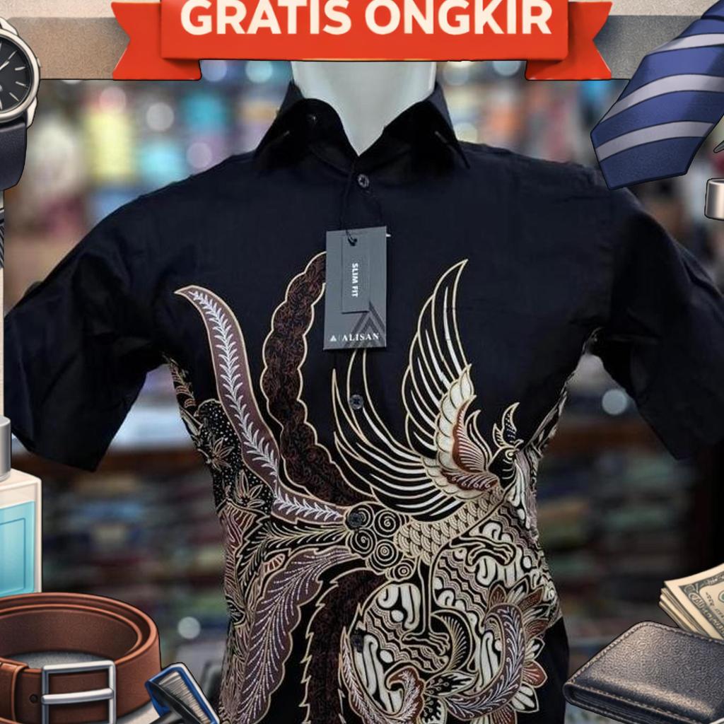 Alisan Original Kemeja Batik Lengan Pendek - // Hitam //
