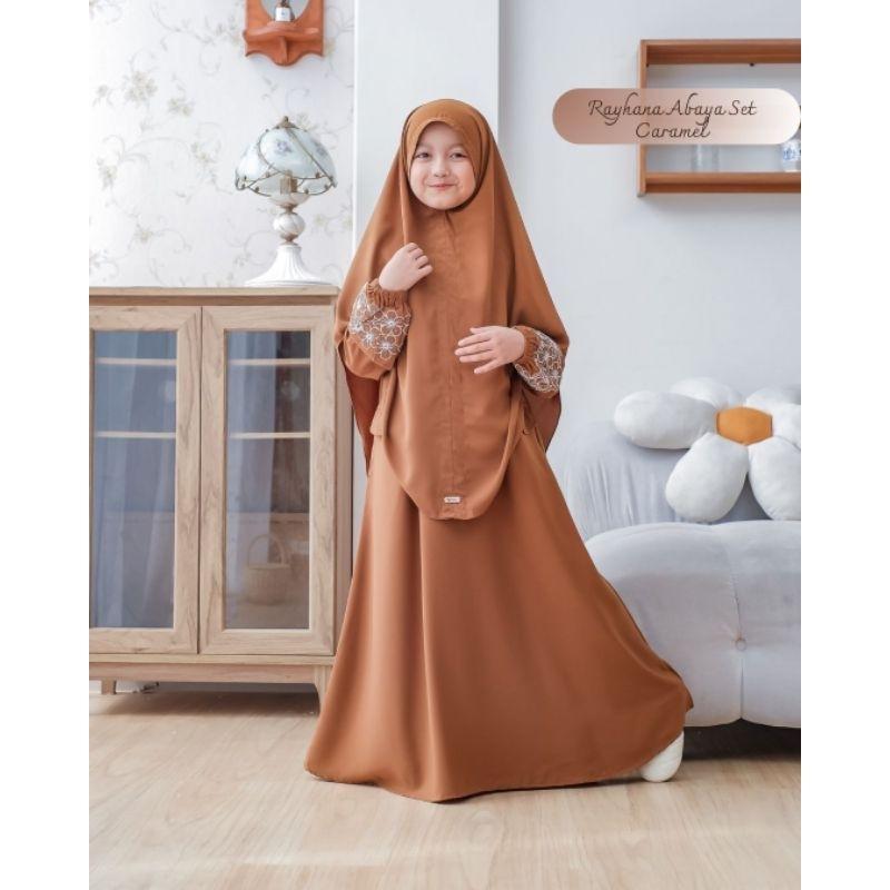 Umma.Daily | Rayhana Abaya Set | Gamis Bordir Set Bergo Free Cadar | Gamis Anak Perempuan Usia 3-12 