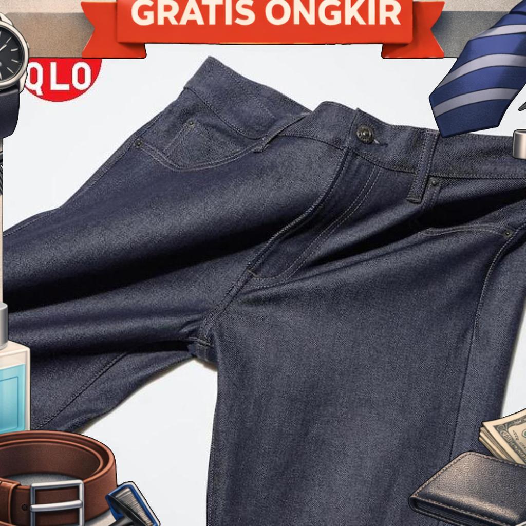Celana Jeans Denim Slim Fit Stretch Selvedge Uniqlo Original Asli