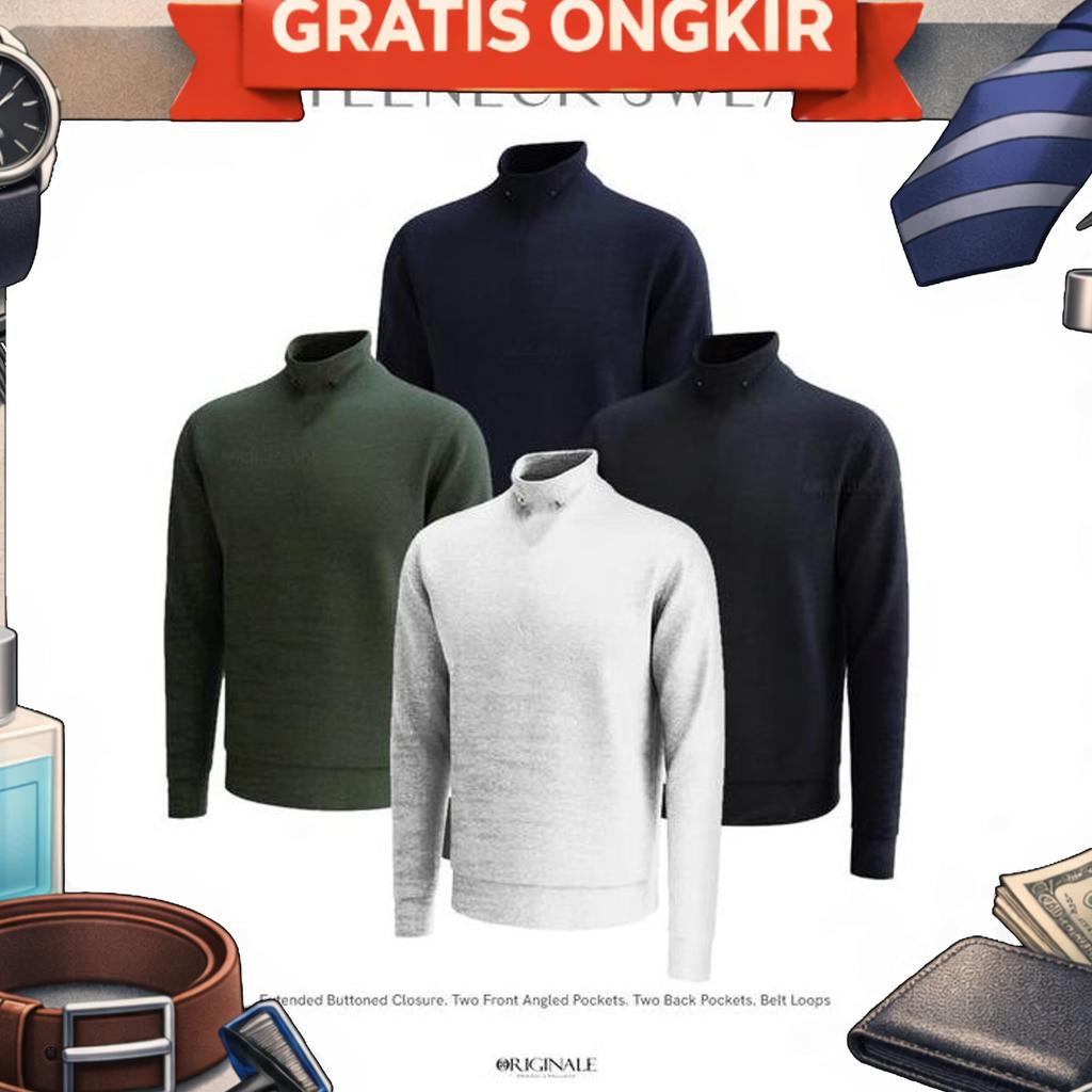 Turtle Neck Pria | Sweater Pria - Germany Turtle Neck Style Sweater