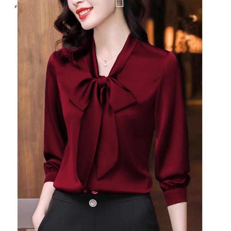 PREMIUM BLOUSE SATIN WANITA / BLOUSE YOONA KEMEJA KANTOR LENGAN PANJANG POLOS KEKINIAN BLOUSE KOREAN
