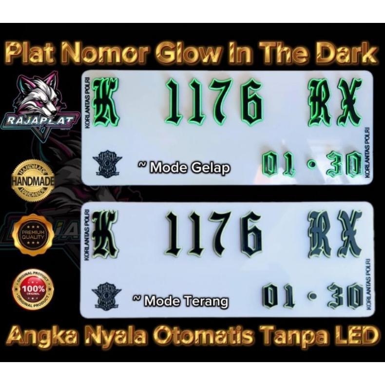COD Plat Nomor standart lapis tebal baut tanam Glow In The Dark, Plat Nomor Nyala otomatis, plat nom