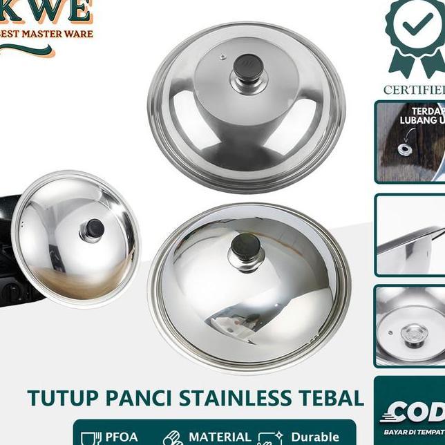 E Kaca Tahan Panas Tutup Panci Stainless Kaca 28Cm 30Cm 32Cm 34Cm 36Cm 38Cm 40Cm 42Cm 44Cm Tutup Waj