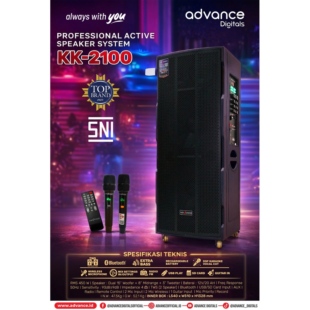 PROFESSIONAL ACTIVE SPEAKER SYSTEM / SPEAKER KK-2100 ADVANCE BLUETOOTH