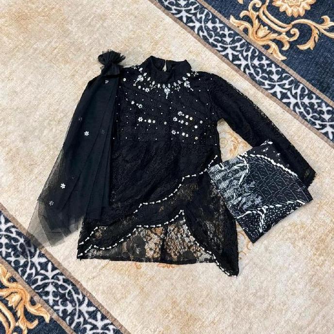 Promo Fashion Anak Cewek / Kebaya anak anggun selena brokat selendang payet modern / Kebaya anak Can