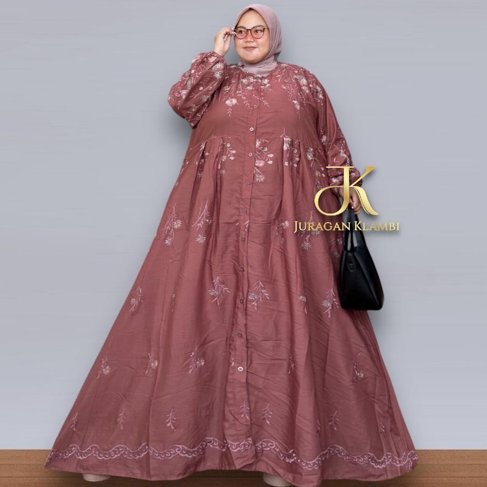 Terbaru Gamis Jumbo Ld 140 Katbol Bordir Premium Full Furing Hq Estimasi Bb 80-140Kg+  By Juragan Kl