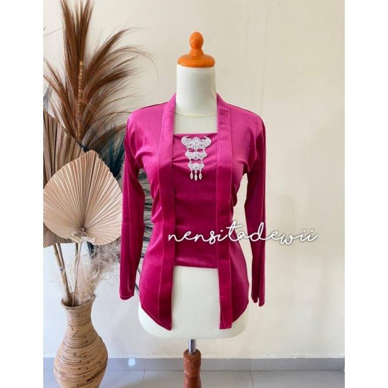 Sale Kebaya Bludru Kutubaru - Warna Fuchia / Pink Fanta