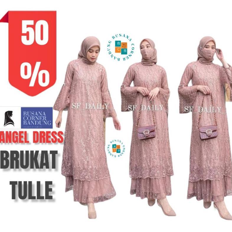 Terlaris Angel Dress Brukat Tulle / Dress Muslim Bcb