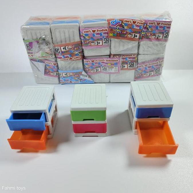 Thebest- 10 pcs Mainan laci mini 2 susun mainan rak plastik mainan anak anak