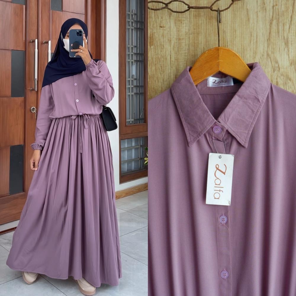 Terbaru Aurelia Dress By Zalfa Outfit / Gamis Polos / Dress Polos / Gamis Rayon