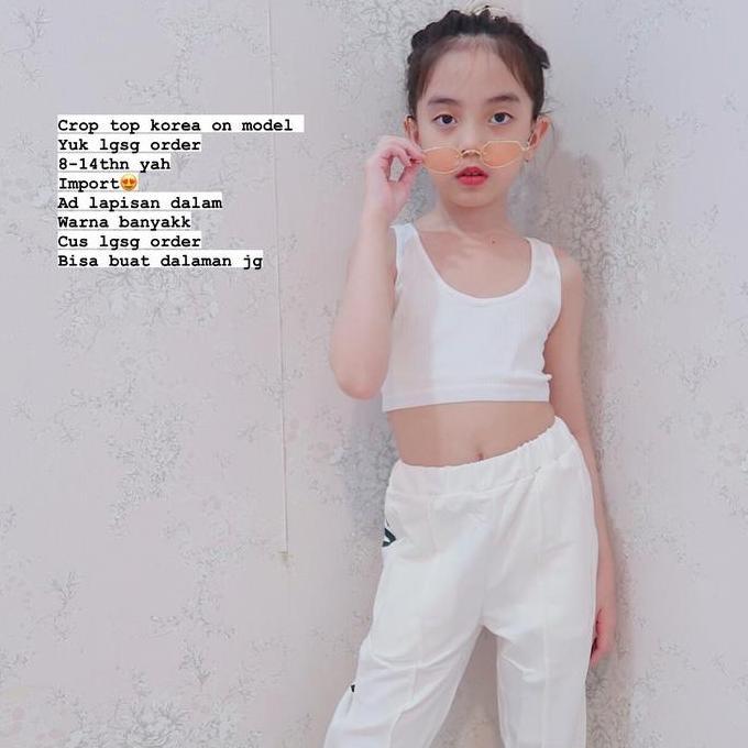 DS75 - Linglingkids-Crop top anak import 8-14thn/crop top anak /baju crop anak/baju crop anak dance 