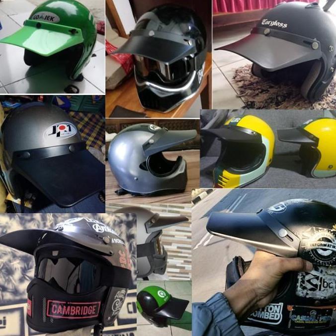 Thebest- PET PED TOPI FINO HELM CROSS RETRO CLASSIC KULIT BEBEK TRAIL PANJANG