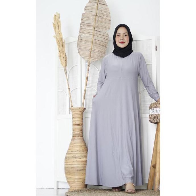 Thebest- GAMIS JERSEY POLOS PREMIUM SUPER JUMBO XXXL TEBAL ADEM BAJU GAMIS DRESS MAYUNG LENGAN PANJA