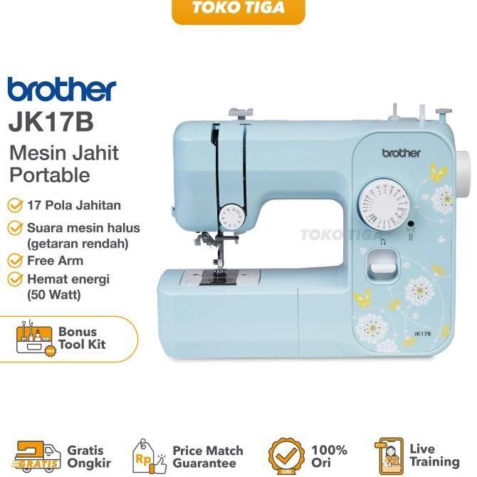 Mesin Jahit BROTHER JK-17B / JK17B Portable Multifungsi (Exclusive)