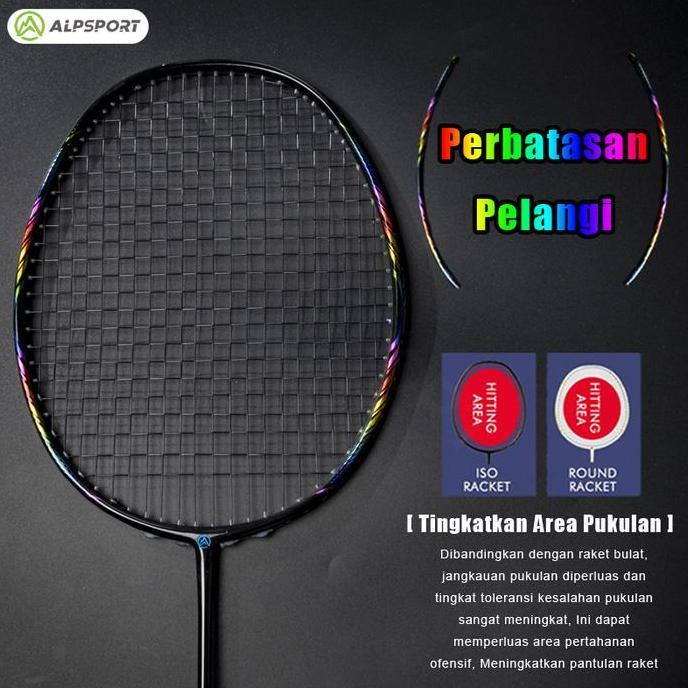 Termurah Pengiriman LokalCodAlp Bbq2.0 T800 8U Raket Bulutangkis Karbon Peredam Kejut Cincin Jatuh L