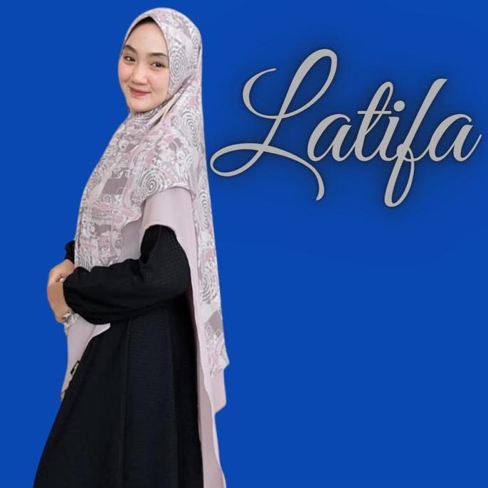 Thebest- AYYUBY HIJAB INSTAN KHIMAR PARI LATIFA MOTIF JUMBO Softpad Ceruty BabyDoll Jilbab Printing 