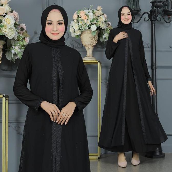 Thebest- GALERI SICANTIK - COD - Gamis Abaya Turki Hitam Polos - Baju Abaya Hitam Polos Elegan 2023 