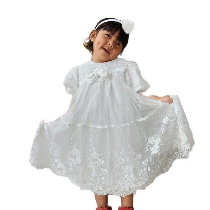 DB43 >> Dress anak baju perempuan gaun pesta putih ulang tahun baju babtis usia 1-7 tahun