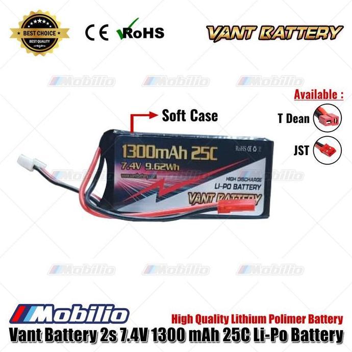 Baterai Rc Vant Battery Lipo 2S 7.4V 1300 Mah 25C Lithium Polimer Terlaris