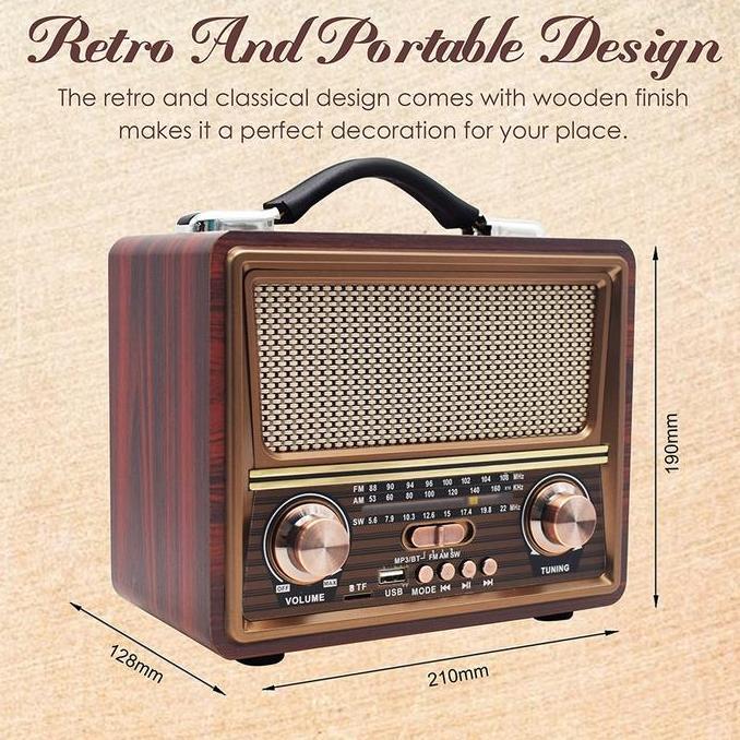 Bestone- Radio Portable Charge FM/AM/SW Speaker Bluetooth Radio TF/USB