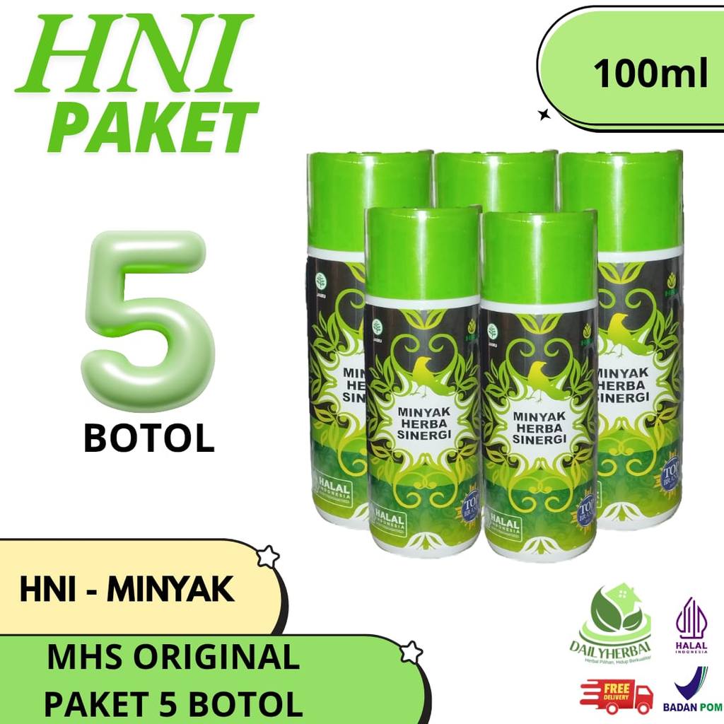 Paket 5 botol -  Minyak But But Minyak Herbal Sinergi HNI HPAI 100ML Minyak Ajaib Asli