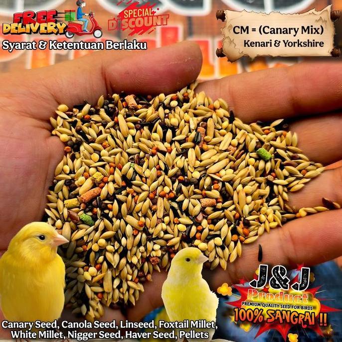 Bluee- J&J Canary Mix (Cm) (1Kg) Pakan Burung Kenari, Pakan Yorkshire