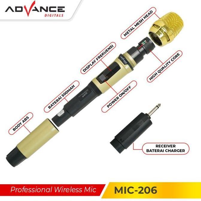 Advance Mic-206 Microphone Double Wireless+Receiver Mic206