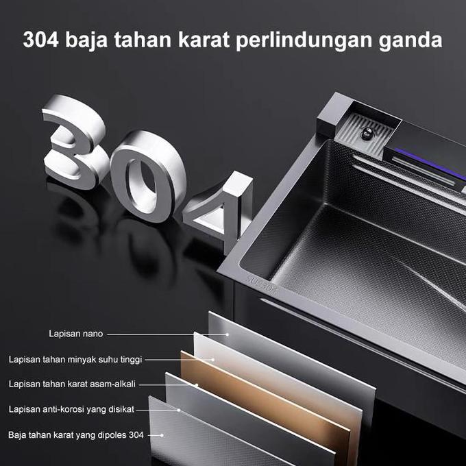 Newkirim- Cozy Paket Kitchen Sink Hitam / Wastafel Cuci Piring Stainless / Wastafel Cuci Piring Deng