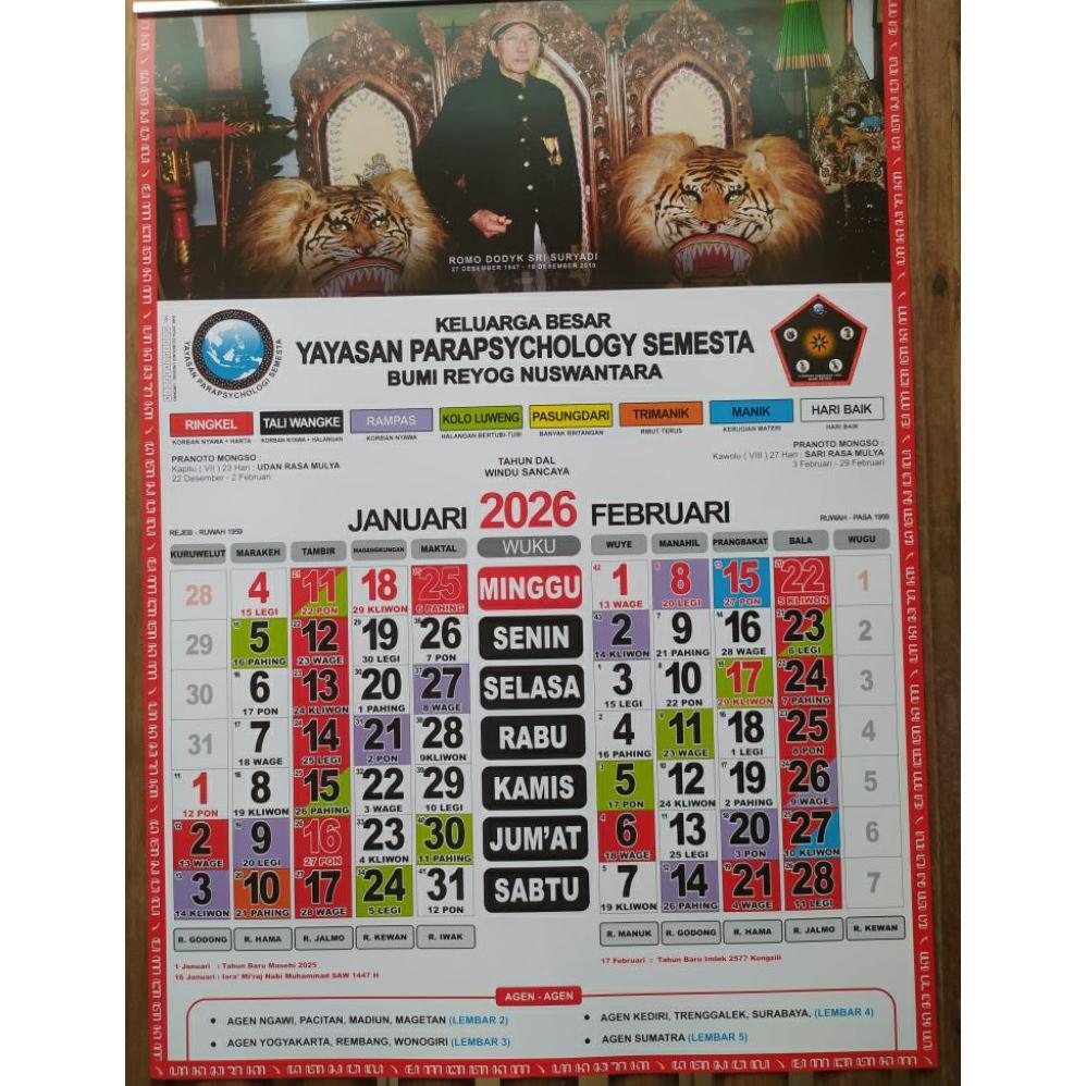 READY Kalender 2026 : Kalender Jawa 2026 YPS Yayasan Parapsychology Semesta Terbaru