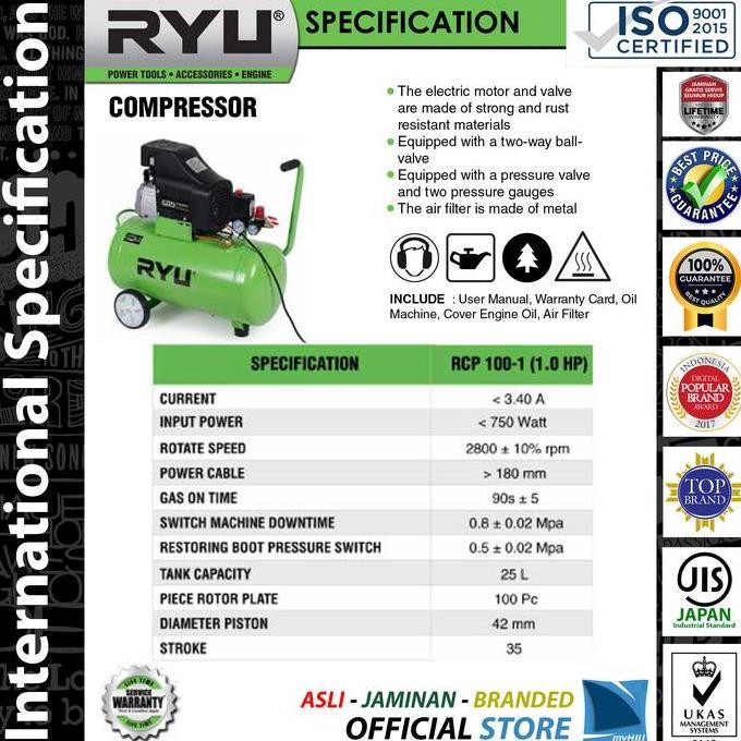 Sale Mesin Kompresor Angin 1 Pk Tenaga Listrik 25 Liter Pompa Angin Bengkel Industri - Compressor Ry